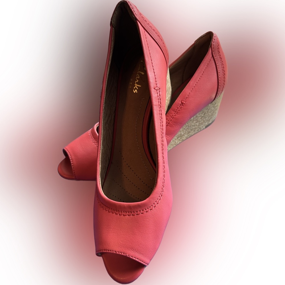 Clarks Women's Burmese Art Wedge Pump in Coral